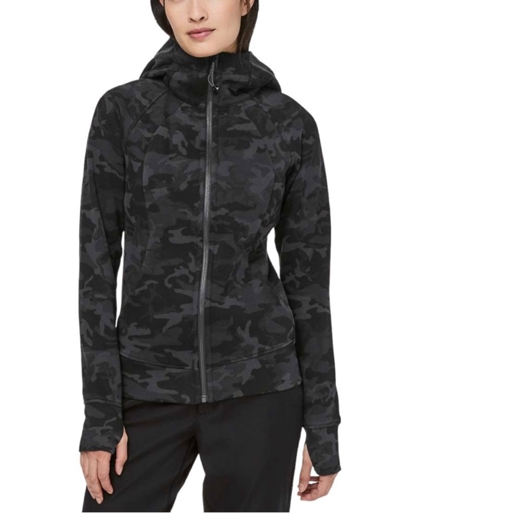 Lululemon Scuba Hoodie Size 4 Cotton Fleece Incognito Camo Multi Grey Jacket